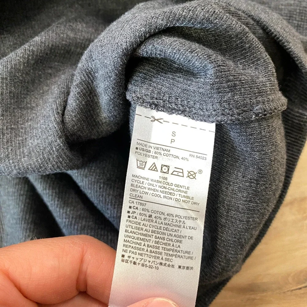 Banana Republic Thermal Shirt Men Small Minimalist Cotton Blend Raglan Grey Navy